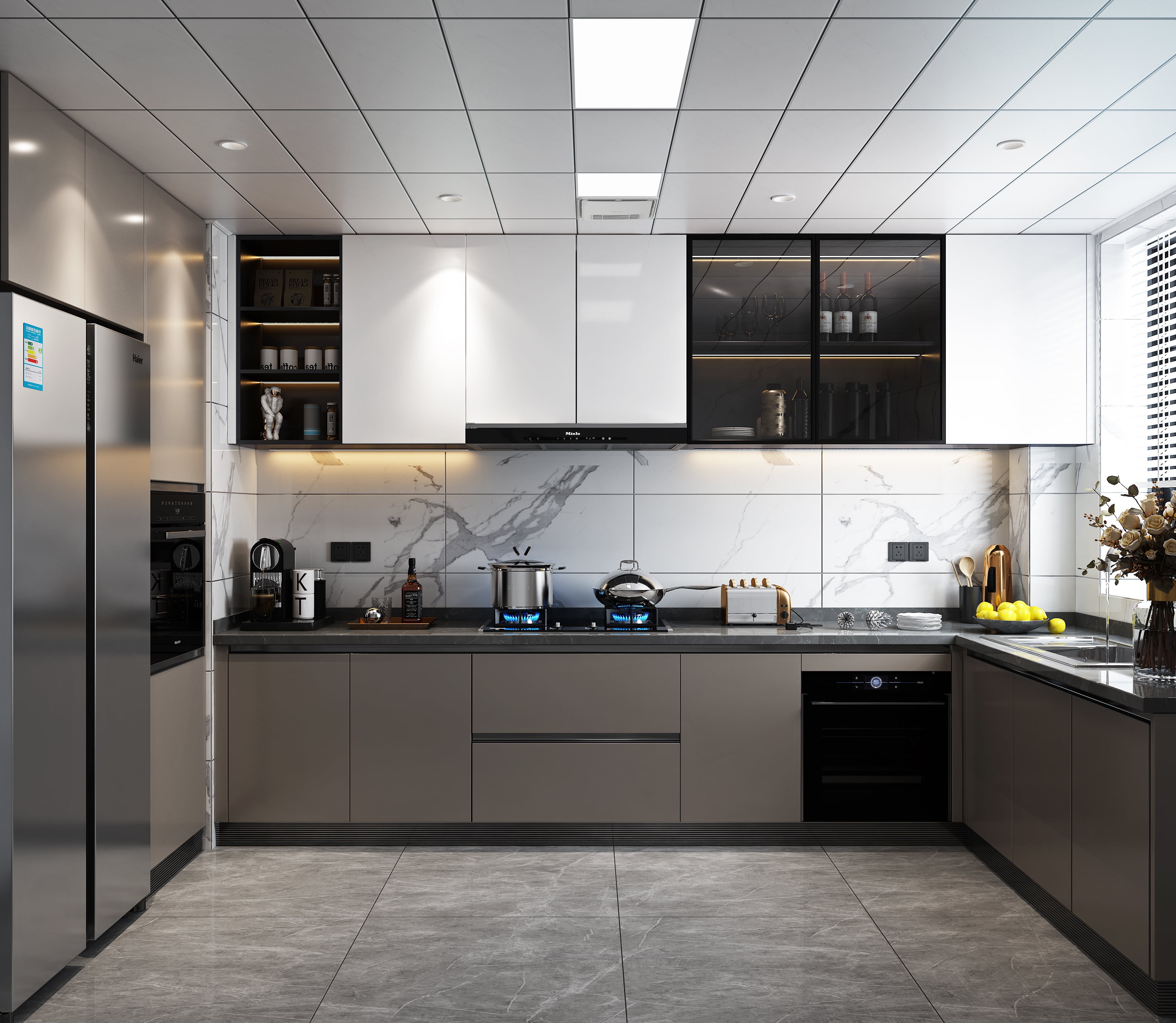 集成吊頂300系列（加盟商專(zhuān)供）雅士白-雙層簡(jiǎn)凸套框（300×600×17mm）效果圖