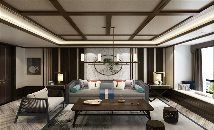 客廳的裝修十分富麗,集成吊頂設計有單獨的功能組件。 客廳的裝修十分富麗,集成吊頂設計有單獨的功能組件。
