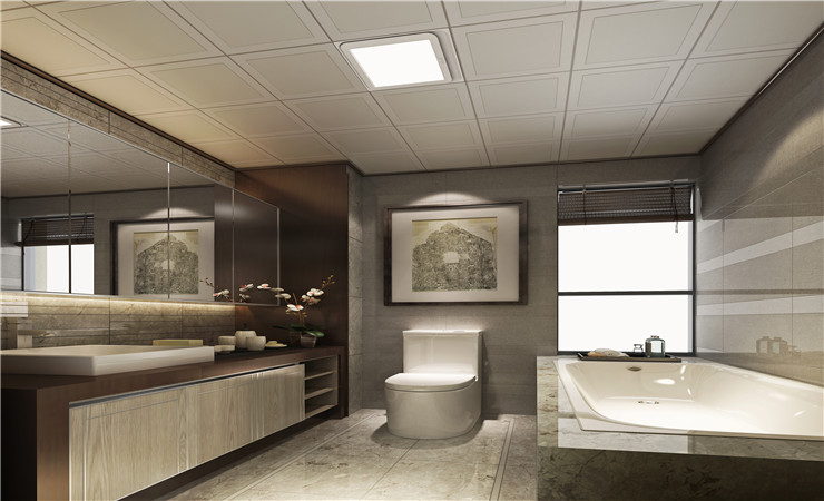 將浴室集成吊頂安裝得盡可能高,至少覆蓋上落水管的最低點,然后考慮浴缸加熱器和排氣扇的位置。 將浴室集成吊頂安裝得盡可能高,至少覆蓋上落水管的最低點,然后考慮浴缸加熱器和排氣扇的位置。